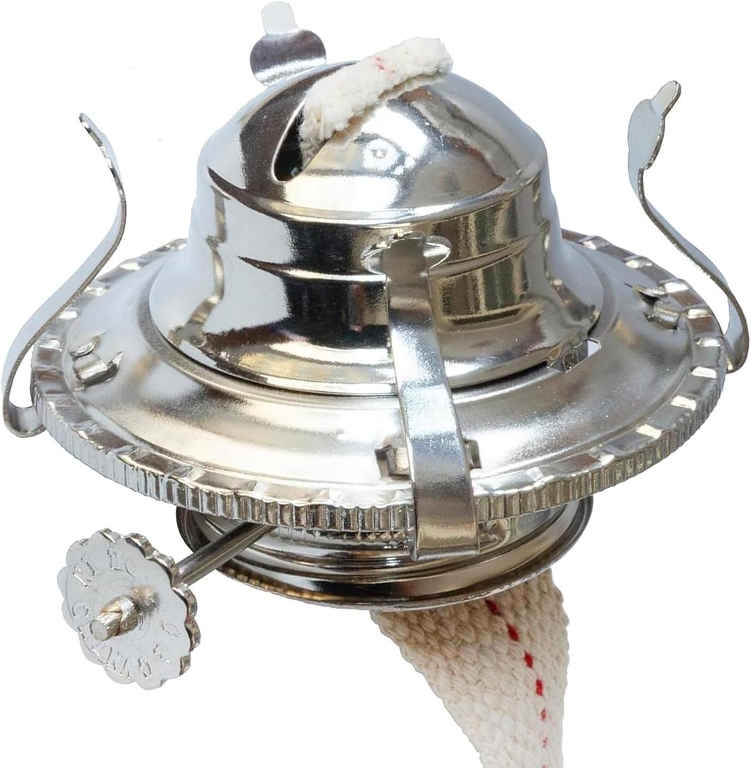 Kerosene Lamp Burner / Chrome Plated/ Oil Lamp Replacement Parts / Oil Lamp Chimney Holder for Antique Hurricane Lamps with Wick(Chrome)