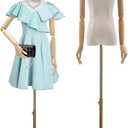 Female Dress Form Mannequin, Women Torso for Sewing, Clothes Display Mannequin Body with Gold 55"-80" Adjustable Height Stand, Detachable Head, Arm Hands, for Clothing Jewelry