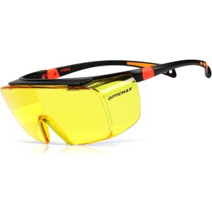 Optic Max Safety Glasses That Fit Over Your Prescription Eyewear (Amber) Optic Max Safety Glasses That Fit Over Your Prescription Eyewear (Amber)