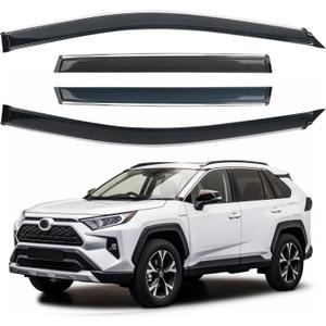 Side Window Visor 4 Piece Set for Toyota RAV4 2019 2020 2021 2022 2023 2024 Safe RAIN Out-Channel Guard Deflector Window Deflectors Vent Deflectors (for RAV4 19-24 4-Piece Set Chrome)