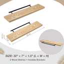 Lufia Floating Wall Shelves, Set of 2, MDF with Invisible Brackets, Modern Storage for Bedroom, Bathroom, Living Room, Kitchen (Oak, 32" W x 7" D x 1.5" H)