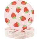 SHIBADOU Strawberry Paper Plates - 29 PCS Disposable Dessert Plates for Birthday Party, Baby Shower, Summer Fruit Party (7 inches)