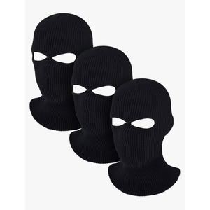 3 Pack 2 Hole Ski Masks Winter Knitted Ski Masks Balaclava Warm Full Face Windproof for Men Women Sports Outdoor Black