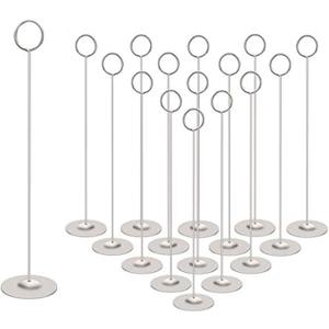 Urban Deco 16PK Table Number Holders Place Card Holders 12 Inch Table Card Holders Steel Card Holders for Photos, Food Signs, Memo Notes, Weddings, Restaurants, BirthdaysMatte Silver