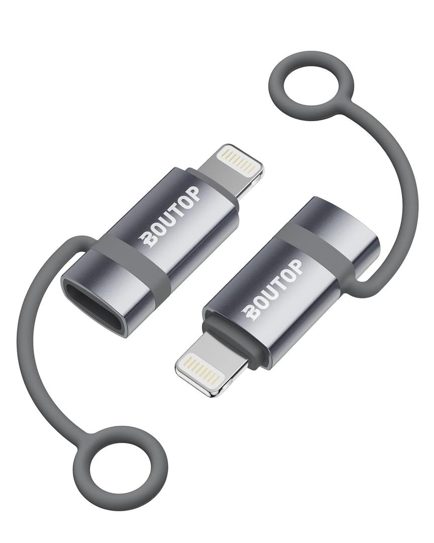 [MFi Certified] USB C to Lightning Adapter Support 36W PD Fast Charging with Anti-Loss Design Compatible with iPhone Gray -2 Pack