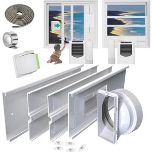 Portable Air Conditioner Window Vent Kit 26-62"Adjustable with Universal 5.0/5.9"Adapter Security Lock 2 Weather Strippings Perfect Fit for LG Portable AC Vertical/Horizontal Sliding Window Seal Kit