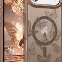BENTOBEN for iPhone Air Case,Cute Butterfly Pattern iPhone 17Air Magnetic Case [Compatible with MagSafe] Translucent Matte Slim Shockproof Women Protective Cover for iPhone Air 6.5",Brown (Desert Titanium)