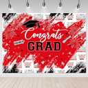 Mocsicka Graduation Backdrop 8x6ft Congrats Grad Red Graduate Party Decorations Background Class of 2025 Photography Backdrops