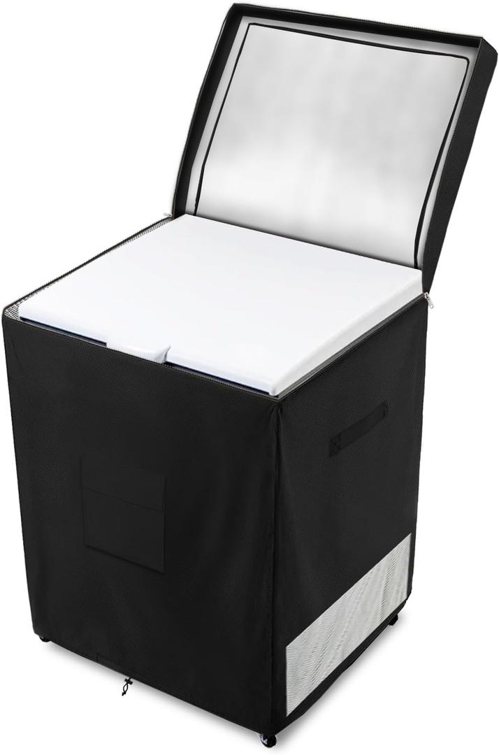 Outdoor Deep Freezer Cover,Heavy Duty 600D 100% Waterproof Chest Freezer Cover,Freezer Covers for Outside 3.5 Cubic Chest Freezer,Top Can Be Opened by Zipper(23"W x 23"D x 34"H,Black)