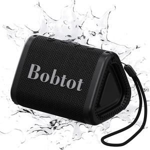 Bobtot Portable Bluetooth Speaker Wireless, IPX7 Small Shower Speaker Waterproof, 15H Playing Time, Loud and Stereo Sound with Bass, TWS Pairing for Party, Camping, Travel, Black