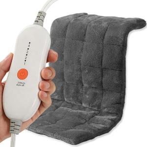 ESTINGO Weighted Heating Pad, Electric Heating Pad for Back Neck Shoulder Pain Relif, Heat Pad for Period Cramps with 2H Auto Shut Off and 4 Heating Levels, 12"x24" Dark Grey