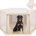 69.3"x69.3"x34.65" Extra Large Dog Playpen Indoor, Tall Puppy Playpen with Removable Roof, Sturdy Fabric Dog Pen for Medium to Large Pets, Spacious Hexagonal Pet Playpen Indoor for Comfort & Security