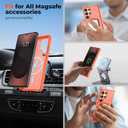 SUPFINE Magnetic for Samsung Galaxy S25 Ultra Case with Screen Protector, (Built-in Magnets) (Military Grade Drop Protection) Slim Translucent Shockproof Phone Case,Orange