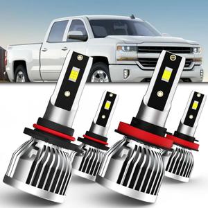 Compatible with Silverado 1500 2007-2022; Silverado 2500 3500 2008-2022 Light Bulbs High and Low Beams, 4 pcs