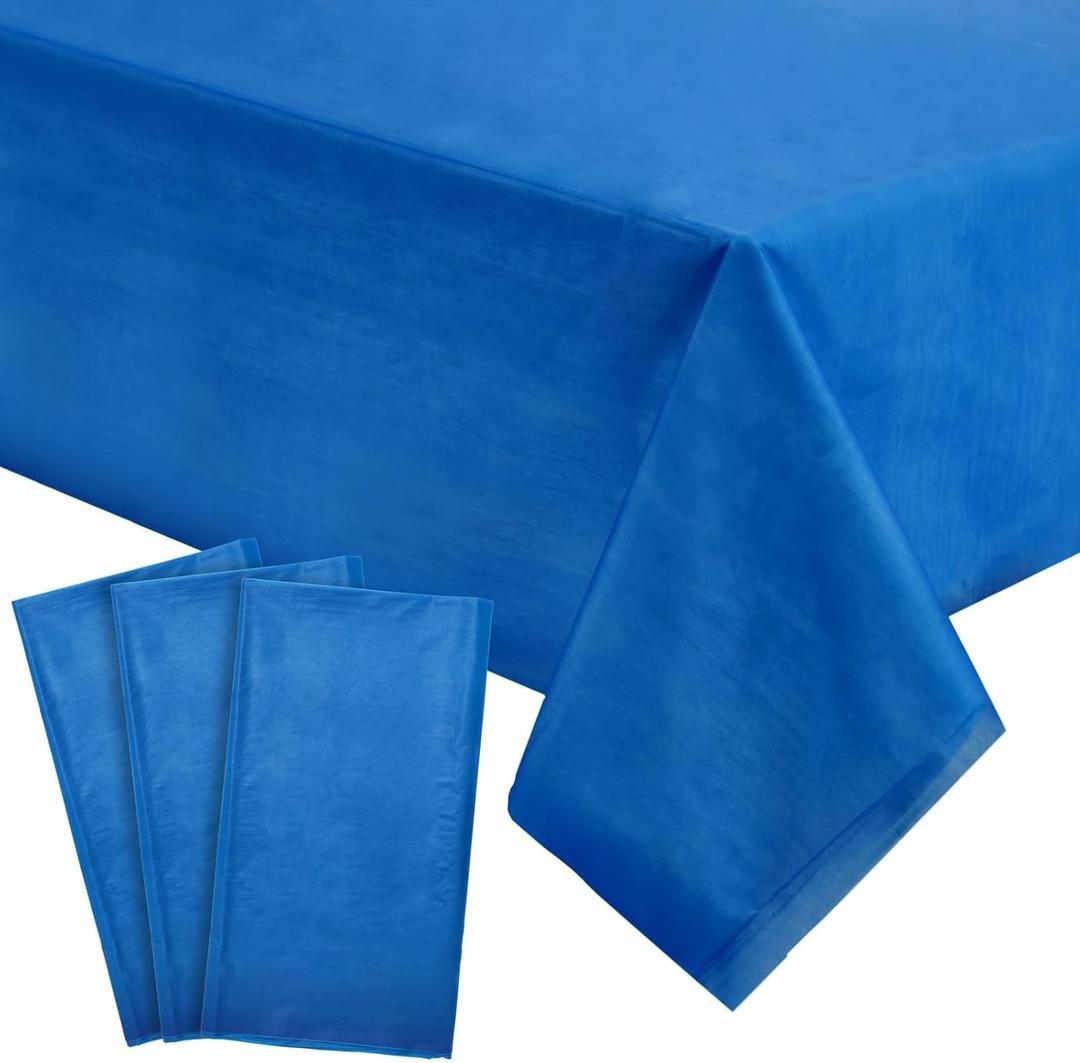 Juvale Blue Tablecloth - 54 x 108 in, Pack of 3, Rectangular - Disposable Tablecloth & Plastic Table Cover for Parties & Easy Cleanup & Protection