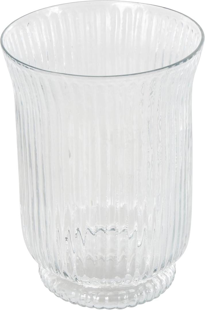 Deco 79 Glass Decorative Candle Holder Ribbed Candle Stand, Candlestick Holder 6" x 6" x 8", Clear