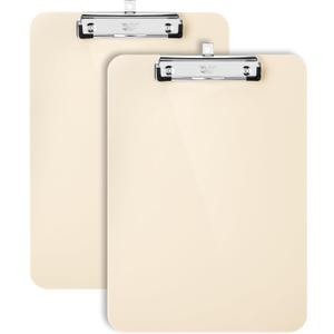 Mr. Pen- Plastic Clipboard, 12.5" x 9", 2 Pack, Clipboard Plastic, Low-Profile Metal Clip with Retractable Hanging Hole (Ivory)