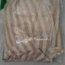 jinchan Tie Top Linen Kitchen Curtains 24 Inches Striped Tier Curtains Farmhouse Modern Cafe Style Small Window Treatments Airy Light Filtering Rod Pocket for Living Room Bathroom 2 Panels Tan