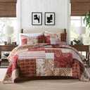 Yvooxny Quilt Set Queen Bedspread Country Farmhouse Cottage Vintage Ditsy Floral Paisley Style Reversible Lightweight Coverlet Set Real Patchwork Quilt for All Seasons, Antique Rose, Queen Size