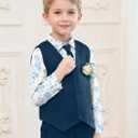 SANMIO Toddler Boys Suits Clothes Dress Boys Gentleman Wedding Suit Outfits 6-Piece Vest Pants Set for 2-12 Years