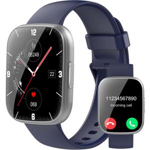 Smart Watch for Men Women(Answer/Make Calls), 1.95" HD Touch Screen Fitness Watch with Sleep Heart Rate Monitor, 110+ Sports Modes, IP68 Waterproof Activity Trackers Compatible with Android iOS, Blue
