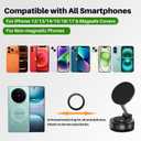 2 x 360 Adjustable Vacuum Magnetic Phone Holder for Your Car, Suction Cup Phone Mount with Strong Magnet, Foldable Car Phone Holder Compatible with MagSafe iPhone 17 Pro Max Air 16 15 Plus (Straight Arm)
