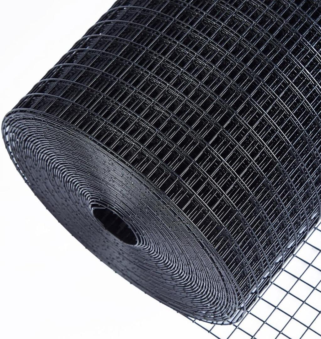HORCH Black Hardware Cloth 1/2 inch 48 x 50 ft 19 Gauge, Wire Mesh Roll, Chicken Wire Fencing, Garden Fencing, Welded Wire Fence Roll, Gopher Wire, Chicken Coop/Run Wire, Rat Wire, Mesh Wire Fence