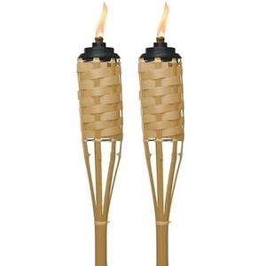 TIKI Bamboo Tiki Torches 2-Pack – Weather-Resistant Outdoor Décor with Easy-Pour Wide-Mouth Canister Refill for Patio, Garden, Backyard, and Parties, 57-Inch Citronella Torches
