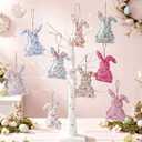 18 Pcs Easter Bunny Ornaments Small Bunny Tree Decorations Fabric Rabbit Spring Easter Hanging Ornaments Handmade Cotton Rabbit Decor for Basket Festivities Flower Party Home Wedding