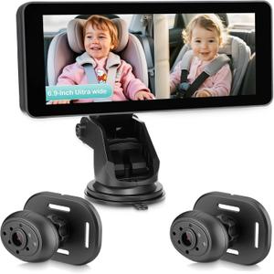 Baby Car Camera for 2 Kids,6.9" Large HD Display Dual Channel Baby Monitor, 1080P IR Night Vision Car Seat Camera,Easy Install Rear-Facing View  Ideal for Kids and Pet Safety