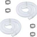 Pool Filter Pump Hose for Intex Pool Accessories - 1.25"Diameter Replacement Pool Hoses for Above Ground Pools Parts Compatible with Coleman ＆ Bestway,59"Long With 8 Clamps (2, White)