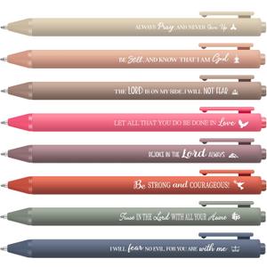 Sayglossy 80 Pcs Bible Verse Pens Christian Ballpoint Pens Inspirational Quotes Writing Tool Small Retractable Tiny Black Ink Religious Gifts for Women Men Office School (Light Color)