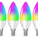 Smart Light Bulb Works with Alexa Google Home E12 Base WiFi Candelabra LED Light Bulb Color Changing Dimmable Chandelier Light Bulbs 360 lm 35w Equivalent 6 Pack (2.4GHz WiFi)