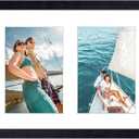 Giftgarden 4x6 Picture Frame Collage 4 Opening, 8x20 Frame Matted to Four 4x6 Photos with Mat for Wall Display, Black