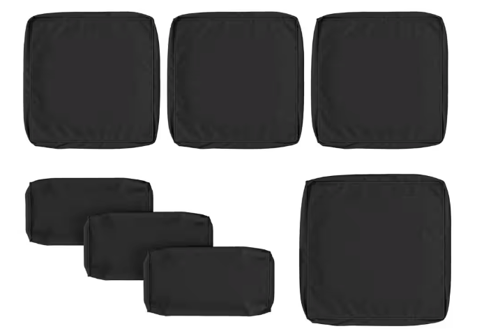 8-Piece 25.6 in. Outdoor Patio Replacement Slip Covers for 4-Seater Furniture Cushion Black (Covers Only)