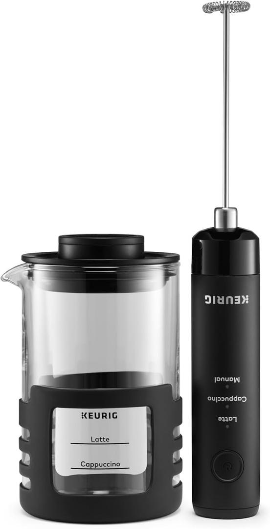 Keurig SimpleCafe Frother, Rechargeable Handheld Milk Frother for Lattes, Cappuccinos & Iced Coffee, USB Cord Included, Microwave-Safe Frothing Cup, Hot & Cold Foam Make