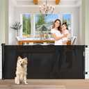 Baby Gate Extra Wide 65" Space Saving Retractable Mesh Gates for Kids or Pets Movable Retractable Baby Gates Indoor Outdoor Retractable Gate Dog Gates for Doorways, Stairs, Black
