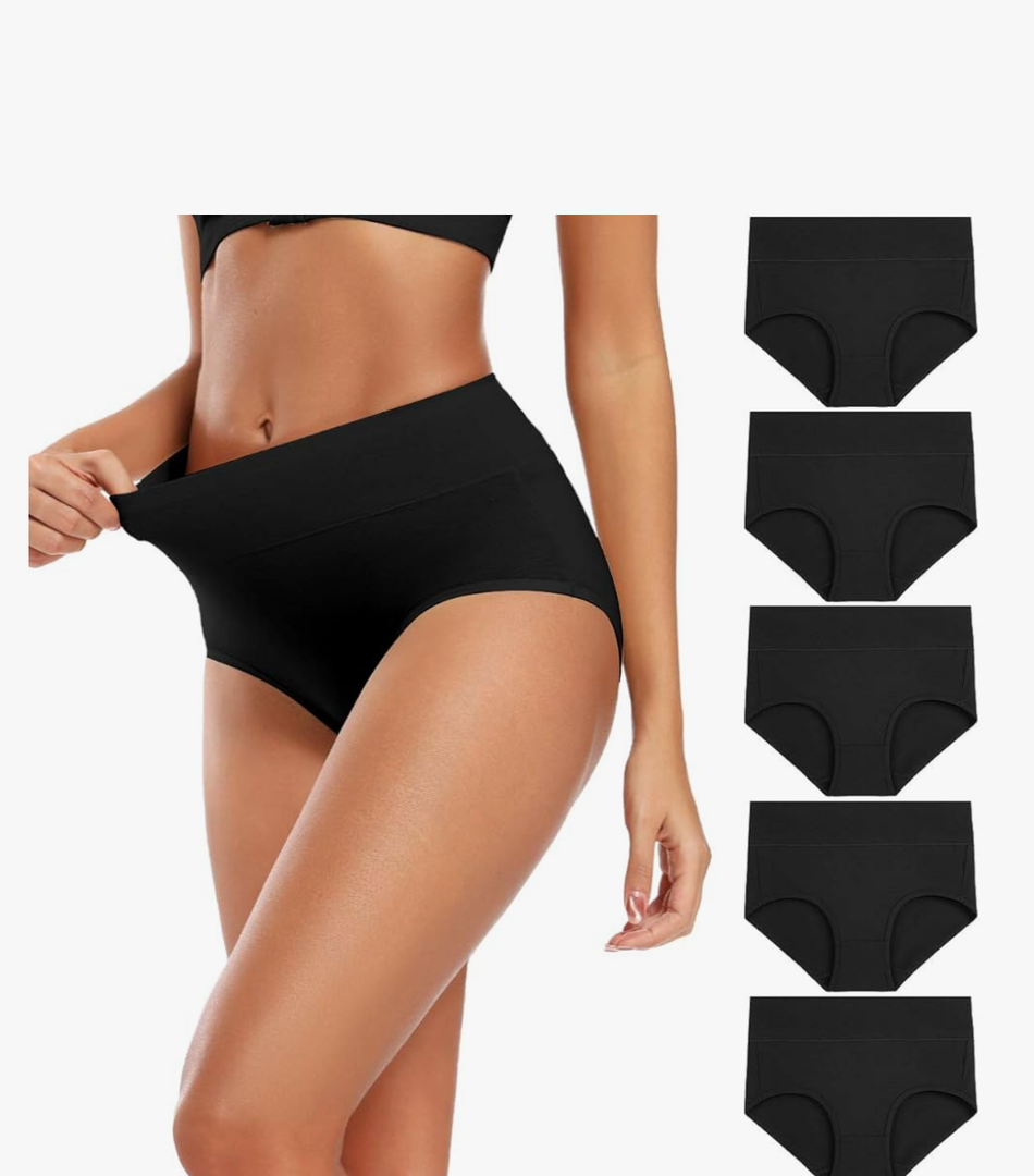 Molasus Women's Cotton Underwear High Waisted Full Coverage Ladies Panties (Regular & Plus Size) XL