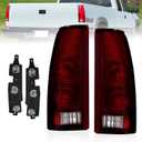 Boine Tail Light Compatible With 1988-1999 Chevy/GMC Silverado Sierra C/K 1500 2500 3500 Suburban Tahoe Blazer Yukon Cadillac Escalade Driver and Passenger Side Rear Light Housing (W/Bulb-Red Smoke)