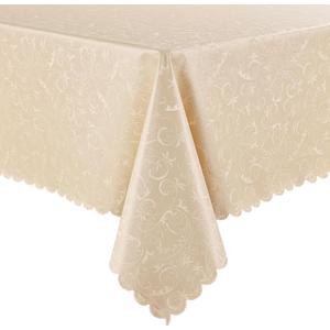 Smiry Rectangle Table Cloth, Waterproof Heavy Duty Vinyl Tablecloths, Wipeable Washable Table Cover for Kitchen and Dining Room (Cream, 60" X 102")