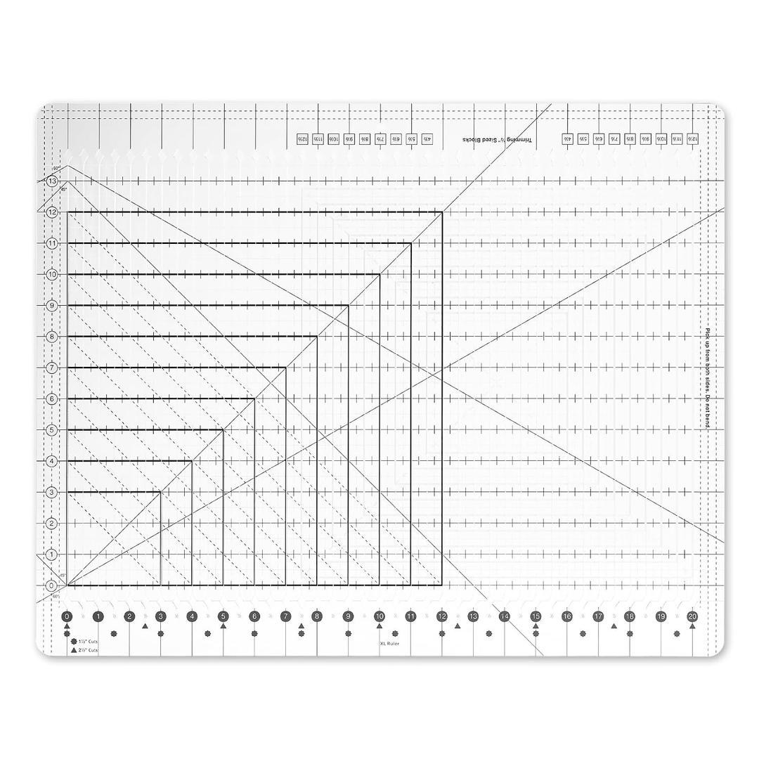 17-3/4 "x 22" XL Slotted Quilting Ruler, 5 in 1 Acrylic Quilt Cutting Template, Non-Slip High-Clarity Durable Acrylic Ruler for Fabric Strip Cutting, Patchwork, Sewing and Crafting