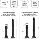 WFEAGL Compatible with Leather Apple Watch Band 41mm 40mm 38mm 42mm(series 11 10) Women, Top Grain Leather Strap Slim & Thin Replacement Wristband for iWatch Bands SE 3 2 1, Series 11 10 9 8 7 6 5 4 3 2 1 (Black/Gold)