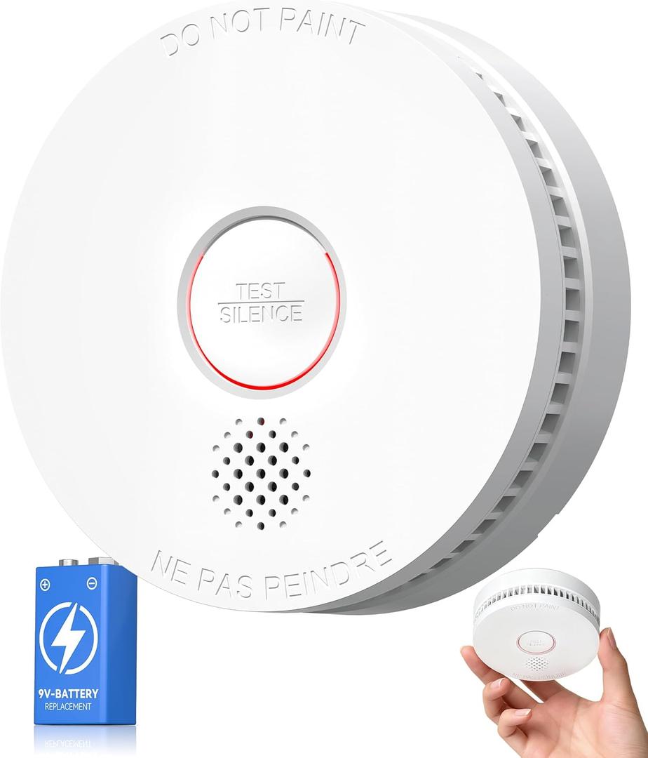 Ecoey Smoke Detector, Smoke Alarm with Advanced Photoelectric Technology, Fire Alarm Smoke Detector with Test Button and Low Battery Reminder, Fire Alarm Used in Bedroom, Home, FJ138, 3 Pack