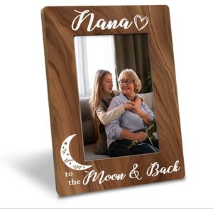 Nana Gift, Mother's Day Gift for Nana Grandma Mom, Nana I Love You to The Moon and Back Photo Frame, Holds 4 x 6 Inch Photo, Farmhouse Wooden Picture Frame Gift, Beautiful Nana Photo Frame Gift
