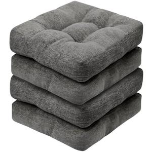 Basic Beyond Chair Cushions for Dining Chairs, Non-Slip Chair Pads, Thick Seat Cushions for Dining Room Chairs, Kitchen Chair Cushions Set of 4, 16" x 16" x 4", Dark Grey