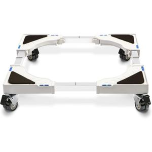 Nefish Furniture Dolly Adjustable Mini Fridge Stand Dolly Cart with 4 Lockable Wheels Washing Machine Stand Mobile Roller Universal Mobile Base Stand for Washer Dryer Refrigerator (White)