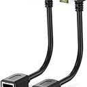 JUXINICE 2Pack Cat6 Extension Cable 90 Degree 10cm-4inch,CAT 6 Ethernet Extender Right Angle RJ45 Network Patch Cord Male to Female Adapter Downward Angle