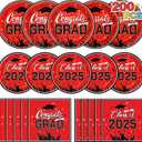 200Pcs Graduation Party Plates and Napkins, 2025 Graduation Party Supplies Red and Black Disposable Paper Plates Cocktail Napkins Luncheon Napkins for Congrats Grad Party Decorations, Serves 50