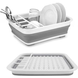 Collapsible Bowls, Plates, and Dishes Drainer, Portable Space-Saving Dish Rack for Kitchen, RV, Campers, and Travel Trailers