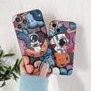 Yonds Queen for iPhone 15 Plus Cute Case, Cool Cartoon Astronaut Moon Planet Space Design Stylish Soft TPU Bumper Shockproof Anti-Slip Protector Fashion Case (Planet, iPhone 15 Plus)